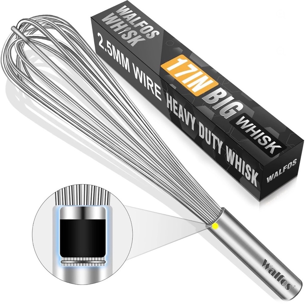 Walfos Whisk Large Heavy Duty Professional Stainless Steel Wire Whisk